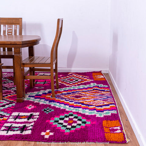 Vibrant Magenta Berber Moroccan Wool Rug