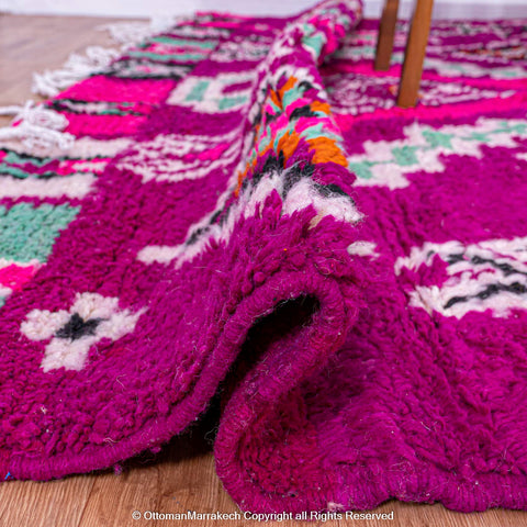 Vibrant Magenta Berber Moroccan Wool Rug