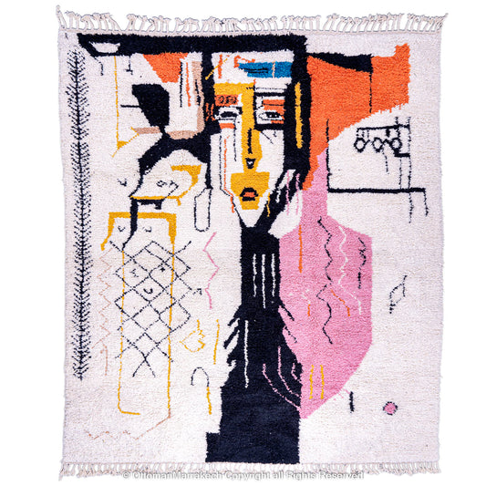 Abstract Berber Woman Moroccan Wool Rug – Handwoven Artistry