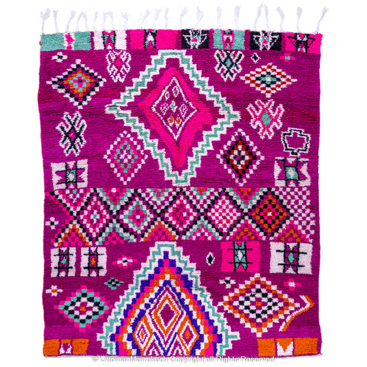 Vibrant Magenta Berber Moroccan Wool Rug