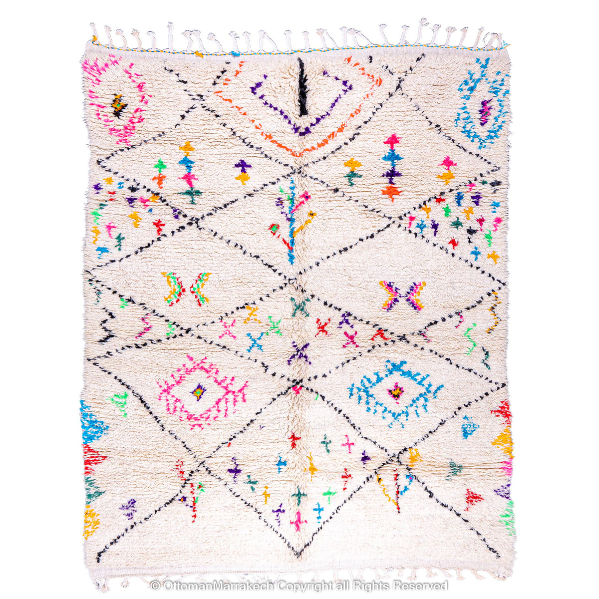 Moroccan Berber Rug with Colorful Diamond Accents