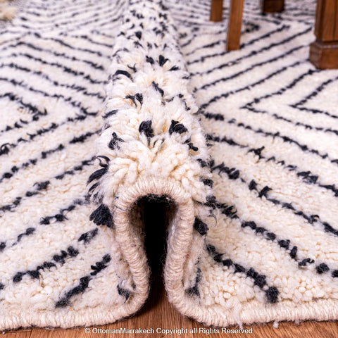 White Berber Rug with Bold Black Diamond Pattern