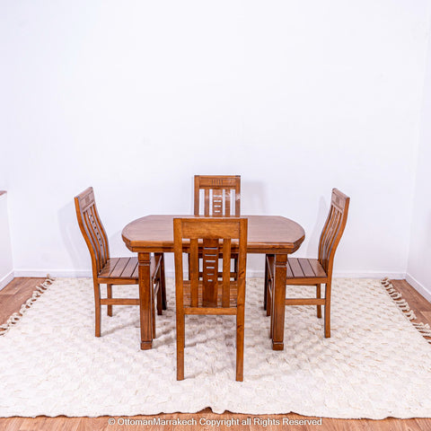 White Plush Moroccan Rug with Shaved Checkered Design