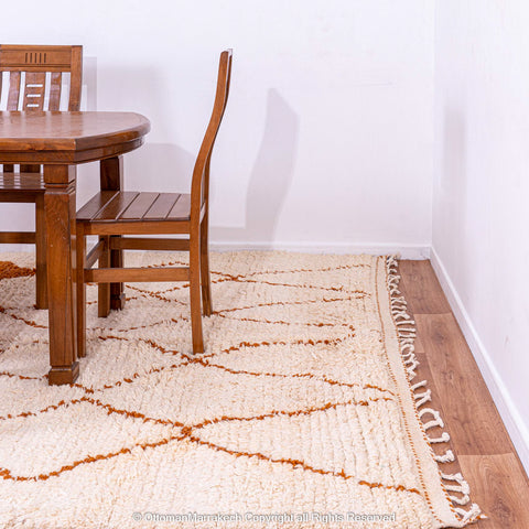 Handwoven Moroccan Wool Rug with Earthy Diamond Patterns