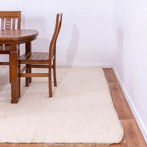 Full White Plush Moroccan Rug - Luxuriously Soft and Minimalist Design, Ideal for Home and Professional Spaces