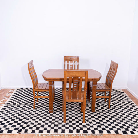 Black and White Checkered Berber Rug