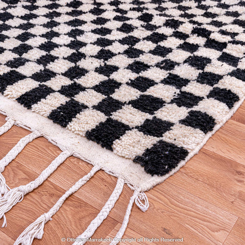 Black and White Checkered Berber Rug