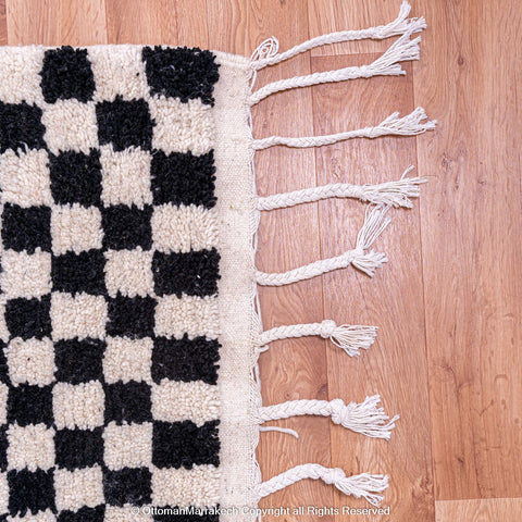 Black and White Checkered Berber Rug