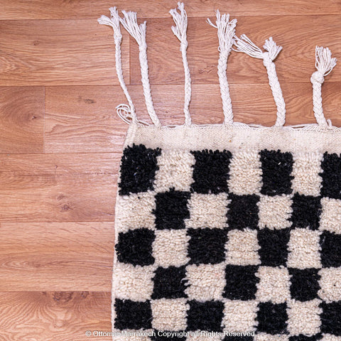 Black and White Checkered Berber Rug