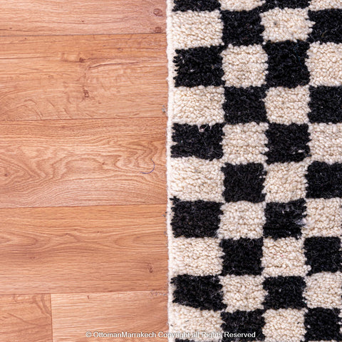 Black and White Checkered Berber Rug