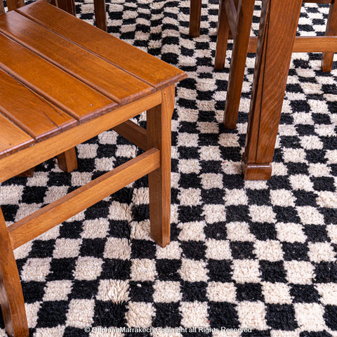 Black and White Checkered Berber Rug