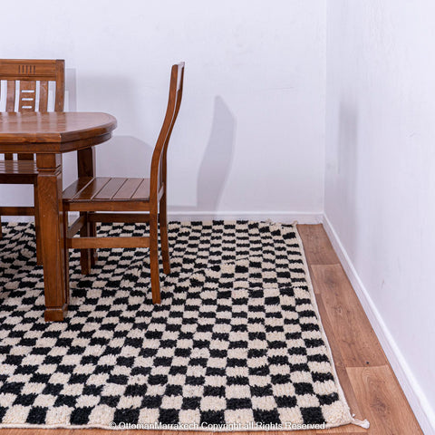 Black and White Checkered Berber Rug