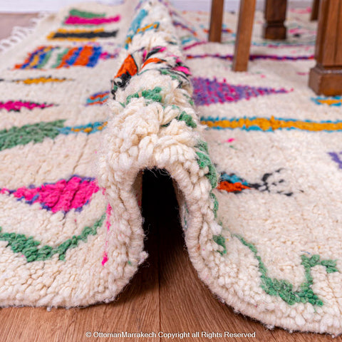 White Berber Rug with Vibrant Geometric Symbols