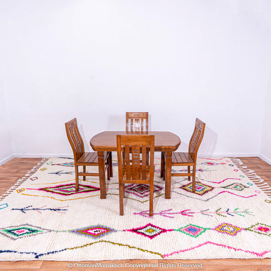 Colorful Berber Moroccan Rug with Diamond and Arrow Motifs – Handwoven Traditional Design