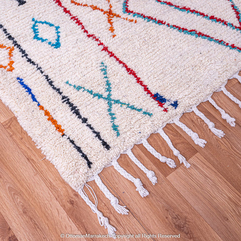 Authentic Moroccan Berber Rug with Vibrant Geometric Motifs