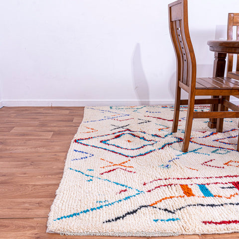 Authentic Moroccan Berber Rug with Vibrant Geometric Motifs