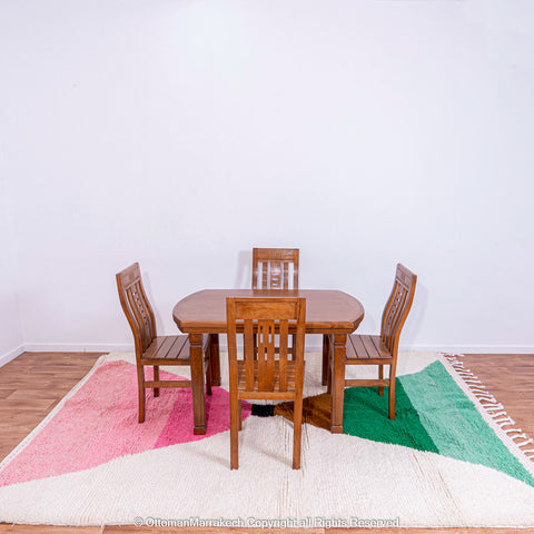 Contemporary Moroccan Wool Rug in Green and Pink Gradient