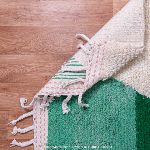 Contemporary Moroccan Wool Rug in Green and Pink Gradient