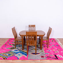 Load image into Gallery viewer, Pink Berber Moroccan Wool Rug with Bold Diamond and Chevron Patterns