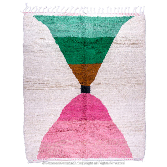 Contemporary Moroccan Wool Rug in Green and Pink Gradient