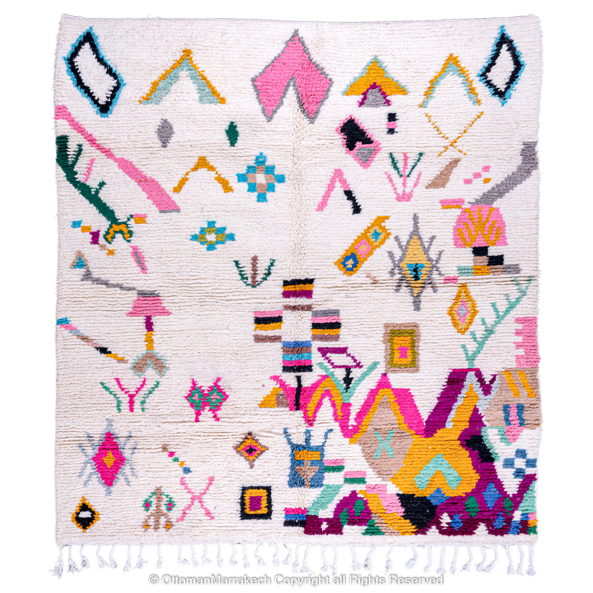 Colorful Moroccan Berber Rug with Playful Motifs