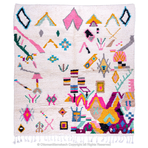 Colorful Moroccan Berber Rug with Playful Motifs