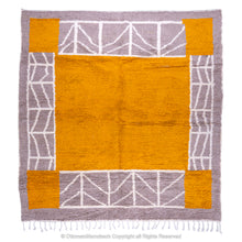 Load image into Gallery viewer, Moroccan Maverick Charm Rug – Orange Peel Squares with White Lined Accents