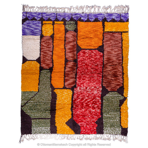 Bold Geometric Multi-Color Berber Rug