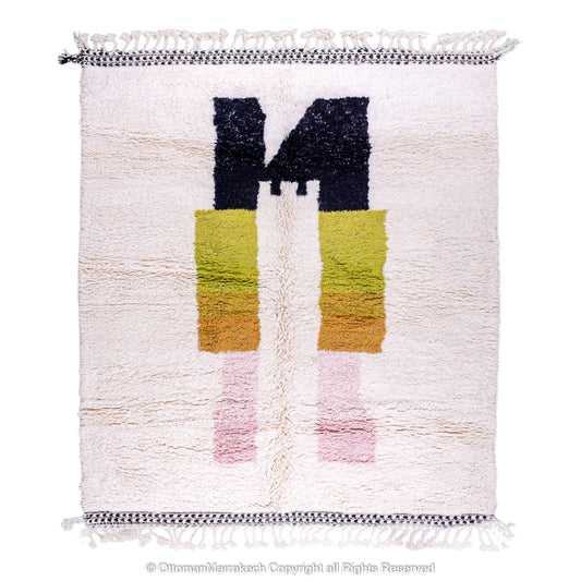 Abstract Handwoven Wool Rug in Soft Pastels and Earthy Tones