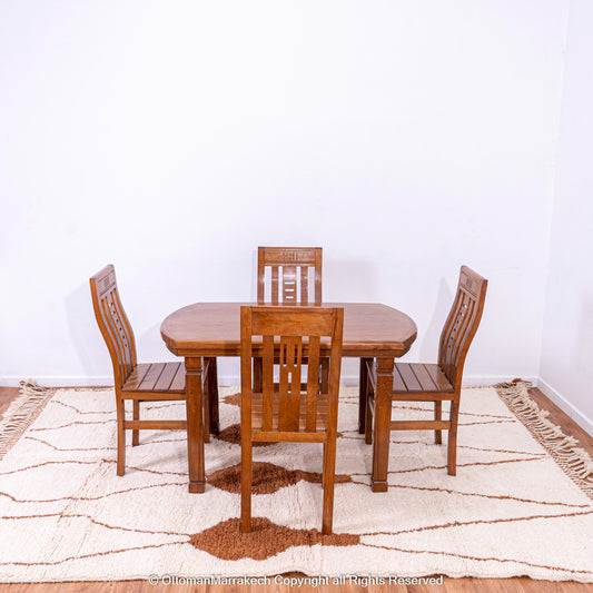 Ivory Moroccan Rug with Brown Vase Motifs