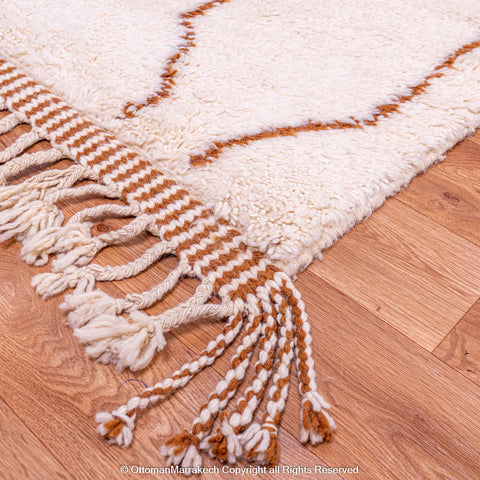 Ivory Moroccan Rug with Brown Vase Motifs