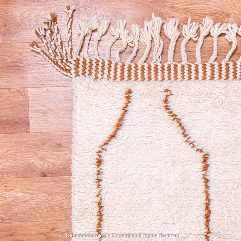 Ivory Moroccan Rug with Brown Vase Motifs