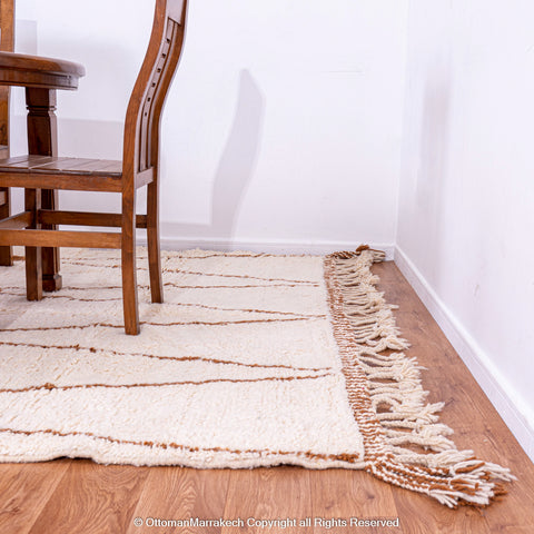 Ivory Moroccan Rug with Brown Vase Motifs