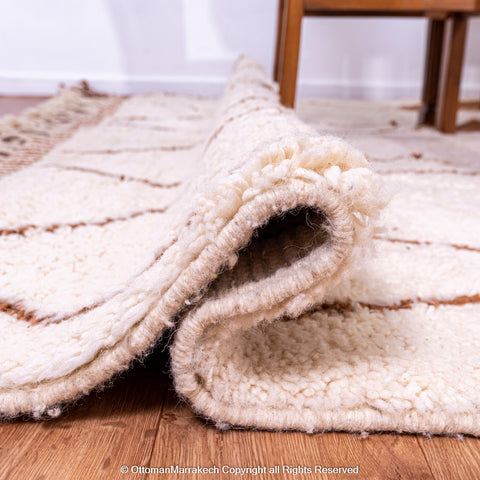 Ivory Moroccan Rug with Brown Vase Motifs