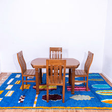 Load image into Gallery viewer, Bohemian Blue Moroccan Wool Rug with Abstract Geometric and Symbolic Patterns