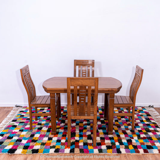 Multicolor Checkerboard Moroccan Rug - Vibrant Handwoven Design