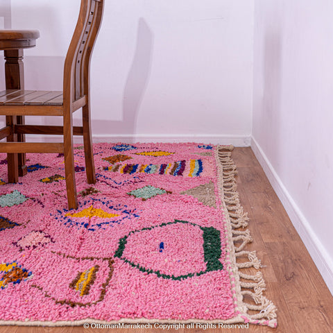 Pink and Orange Moroccan Rug – Unique Geometric and Diamond Pattern