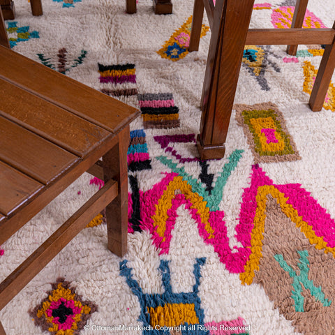 Colorful Moroccan Berber Rug with Playful Motifs