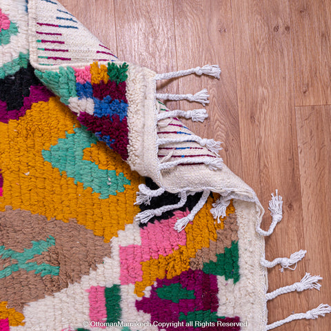 Colorful Moroccan Berber Rug with Playful Motifs