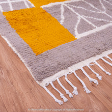 Load image into Gallery viewer, Moroccan Maverick Charm Rug – Orange Peel Squares with White Lined Accents