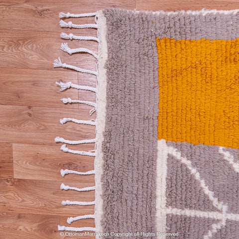 Moroccan Maverick Charm Rug – Orange Peel Squares with White Lined Accents