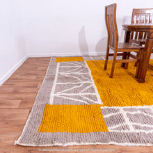 Load image into Gallery viewer, Moroccan Maverick Charm Rug – Orange Peel Squares with White Lined Accents