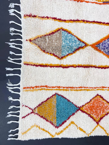 Atlas Valley Vibrance Moroccan Rug – Handwoven Berber Design with Geometric Diamonds