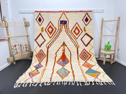 Atlas Valley Vibrance Moroccan Rug – Handwoven Berber Design with Geometric Diamonds