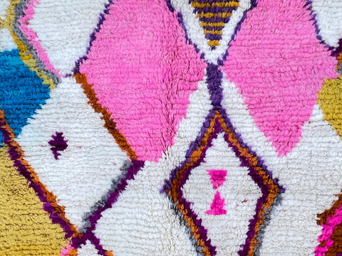 Vibrant Moroccan Berber Rug with Colorful Diamond Motifs