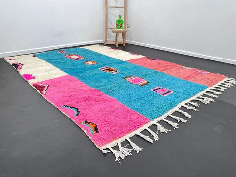 Atlas Harmony – Multicolored Moroccan Wool Rug with Geometric Patterns
