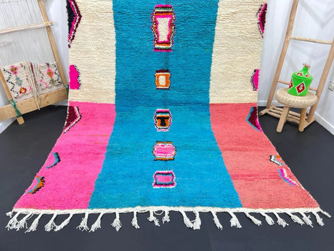 Atlas Harmony – Multicolored Moroccan Wool Rug with Geometric Patterns
