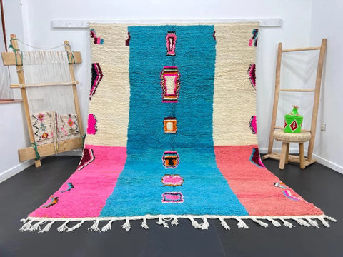 Atlas Harmony – Multicolored Moroccan Wool Rug with Geometric Patterns
