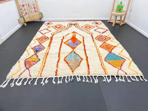Atlas Valley Vibrance Moroccan Rug – Handwoven Berber Design with Geometric Diamonds