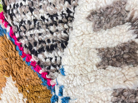Multicolored Moroccan Wool Rug with Geometric Diamond Patterns